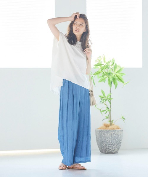 LIPSTAR(リップスター)の「シルケットライクチュニックTシャツ(Tシャツ/カットソー・レディース・ブラック/オフホワイト/ピンク/ブルー・M)」の20枚目の写真