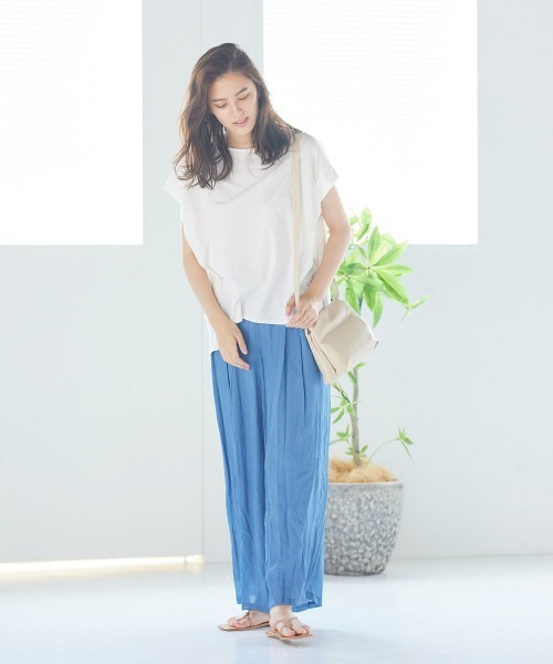 LIPSTAR(リップスター)の「シルケットライクチュニックTシャツ(Tシャツ/カットソー・レディース・ブラック/オフホワイト/ピンク/ブルー・M)」の6枚目の写真