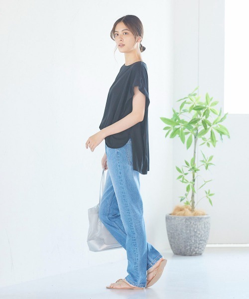 LIPSTAR(リップスター)の「シルケットライクチュニックTシャツ(Tシャツ/カットソー・レディース・ブラック/オフホワイト/ピンク/ブルー・M)」の21枚目の写真