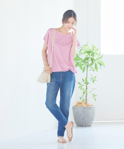 LIPSTAR(リップスター)の「シルケットライクチュニックTシャツ(Tシャツ/カットソー・レディース・ブラック/オフホワイト/ピンク/ブルー・M)」の12枚目の写真