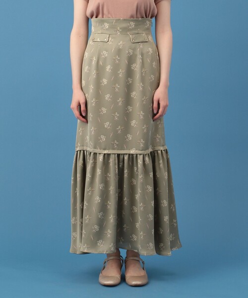 ME COUTURE(ミークチュール)の「ブライトフローラスカート(スカート・レディース・ベージュ/オリーブ・0/1)」の3枚目の写真