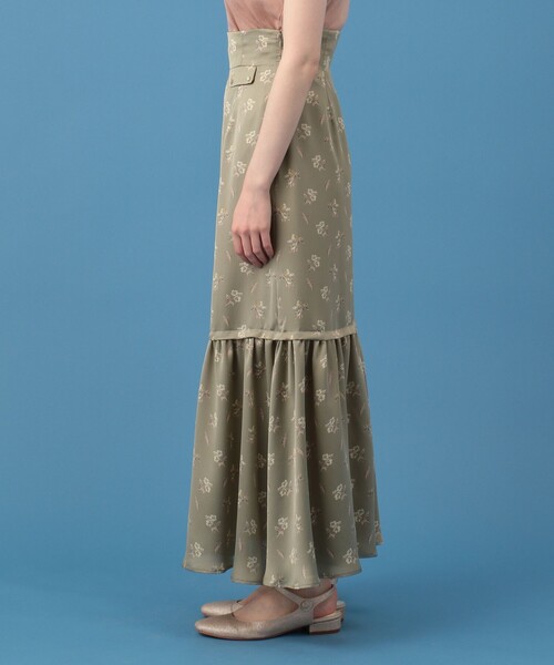 ME COUTURE(ミークチュール)の「ブライトフローラスカート(スカート・レディース・ベージュ/オリーブ・0/1)」の4枚目の写真