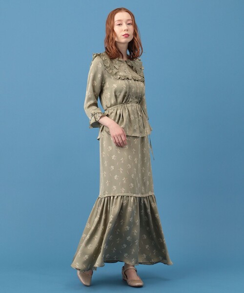 ME COUTURE(ミークチュール)の「ブライトフローラスカート(スカート・レディース・ベージュ/オリーブ・0/1)」の12枚目の写真