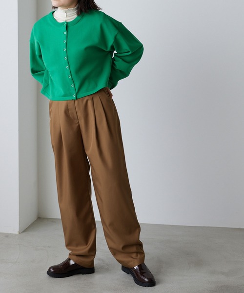 forksy.（フォルクシー）の「【forksy.】TR２タックハイウエストデザインパンツ（スラックス・レディース・ブラック/モスグリーン/ピンク/ブラウン/ブルー・FREE）」の3枚目の写真