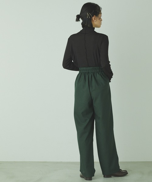forksy.（フォルクシー）の「【forksy.】TR２タックハイウエストデザインパンツ（スラックス・レディース・ブラック/モスグリーン/ピンク/ブラウン/ブルー・FREE）」の7枚目の写真