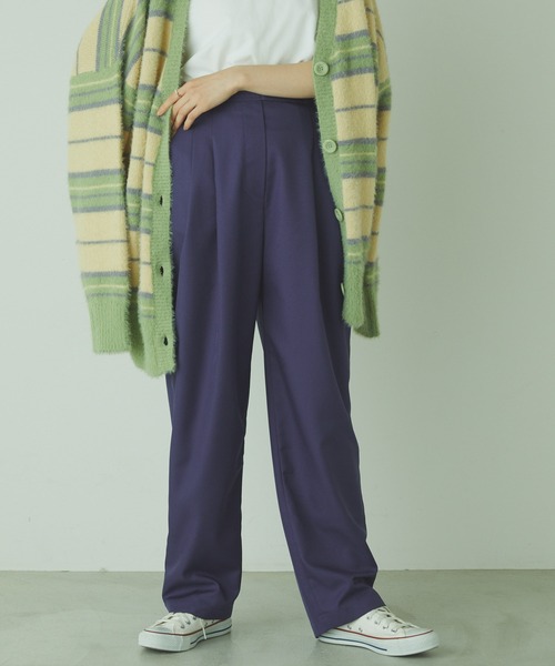 forksy.（フォルクシー）の「【forksy.】TR２タックハイウエストデザインパンツ（スラックス・レディース・ブラック/モスグリーン/ピンク/ブラウン/ブルー・FREE）」の9枚目の写真