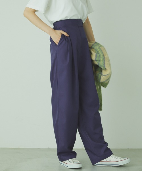 forksy.（フォルクシー）の「【forksy.】TR２タックハイウエストデザインパンツ（スラックス・レディース・ブラック/モスグリーン/ピンク/ブラウン/ブルー・FREE）」の10枚目の写真