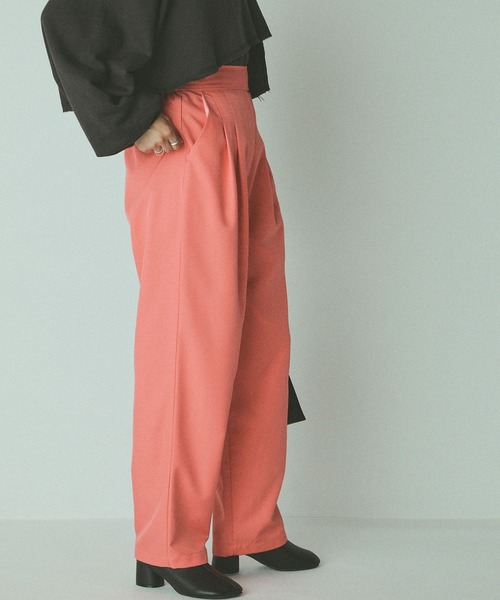 forksy.（フォルクシー）の「【forksy.】TR２タックハイウエストデザインパンツ（スラックス・レディース・ブラック/モスグリーン/ピンク/ブラウン/ブルー・FREE）」の18枚目の写真