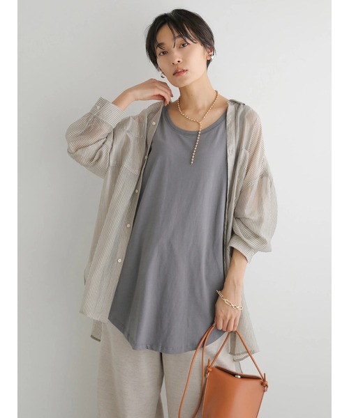 AMERICAN HOLIC(アメリカンホリック)の「ラウンドゆるノースリーブカットプルオーバー(タンクトップ・レディース・チャコールグレー/ライトグレー・M/L)」の5枚目の写真