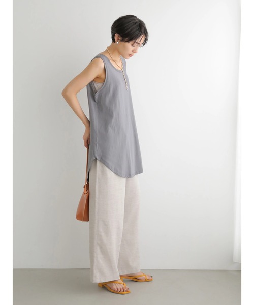 AMERICAN HOLIC(アメリカンホリック)の「ラウンドゆるノースリーブカットプルオーバー(タンクトップ・レディース・チャコールグレー/ライトグレー・M/L)」の7枚目の写真