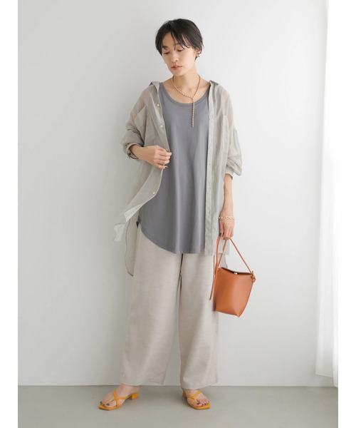 AMERICAN HOLIC(アメリカンホリック)の「ラウンドゆるノースリーブカットプルオーバー(タンクトップ・レディース・チャコールグレー/ライトグレー・M/L)」の9枚目の写真