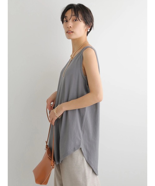 AMERICAN HOLIC(アメリカンホリック)の「ラウンドゆるノースリーブカットプルオーバー(タンクトップ・レディース・チャコールグレー/ライトグレー・M/L)」の18枚目の写真