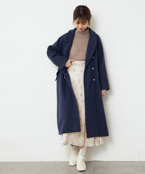 natural couture(ナチュラルクチュール)の「オリジナルフラワーパターンフレアスカート(スカート・レディース・ブラック/パープル/アイボリー・FREE)」の7枚目の写真