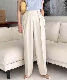 KOR | センタープレス ハイウエスト ストレートワイドスラックス(スラックス)