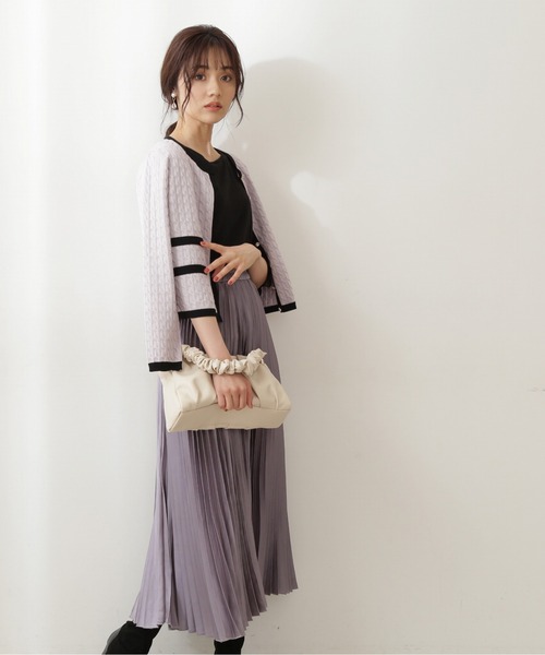 PROPORTION BODY DRESSING（プロポーションボディドレッシング）の「バイカラーカーデ / 1211274906（カーディガン/ボレロ・レディース・オフホワイト/グレー/ダークパープル・FREE）」の6枚目の写真