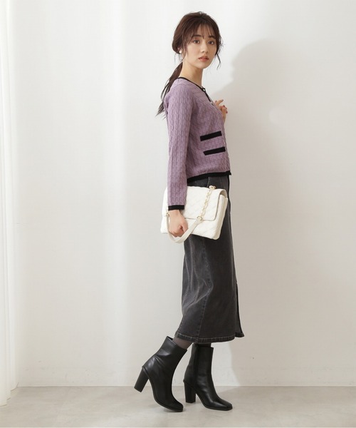 PROPORTION BODY DRESSING（プロポーションボディドレッシング）の「バイカラーカーデ / 1211274906（カーディガン/ボレロ・レディース・オフホワイト/グレー/ダークパープル・FREE）」の9枚目の写真