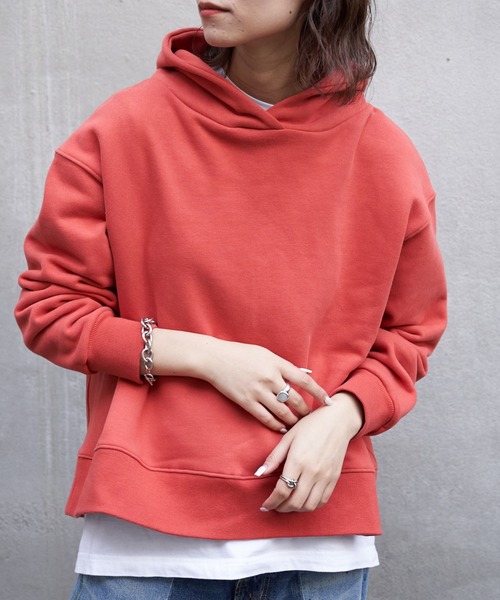 CIAOPANIC TYPY（チャオパニックティピー）の「【OSORO】スウェードライク裏毛パーカー（パーカー・レディース・チャコールグレー/ライトグレー/レッド/オレンジ/グリーン/ホワイト系その他・ONE SIZE）」の5枚目の写真