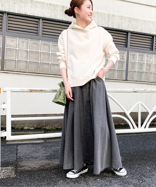 CIAOPANIC TYPY（チャオパニックティピー）の「【OSORO】スウェードライク裏毛パーカー（パーカー・レディース・チャコールグレー/ライトグレー/レッド/オレンジ/グリーン/ホワイト系その他・ONE SIZE）」の14枚目の写真