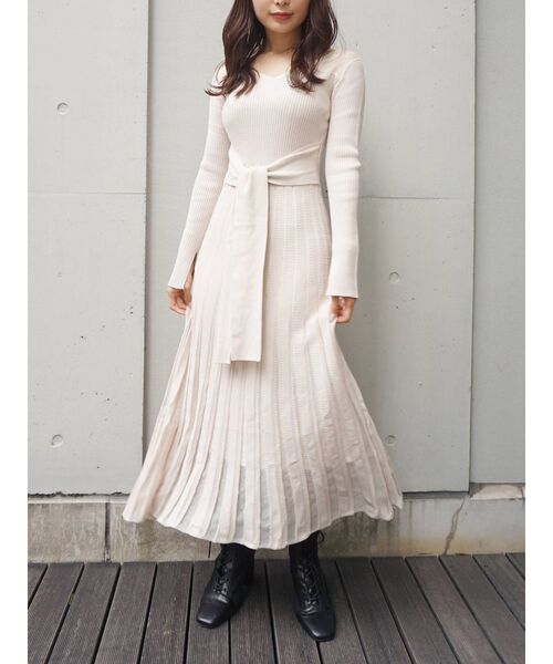 期間限定 価格 シアースイッチングリブニットワンピース ワンピース Mercuryduo マーキュリーデュオ のファッション 海外 正規品 Fcec Sa