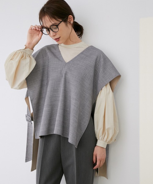 ROPE'（ロペ）の「【シリーズ】ウーステットライクリバーベスト（ベスト・レディース・ライトグレー/ベージュ・38）」の2枚目の写真