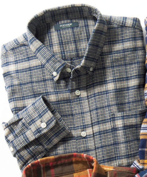 SPENDY'S Store（スペンディーズストア）の「綿１００％チェック柄ネルシャツ（シャツ/ブラウス・メンズ・ブラウン/レッド系その他/イエロー/グレー/レッド系その他2/ネイビー・L/LL/M）」の2枚目の写真