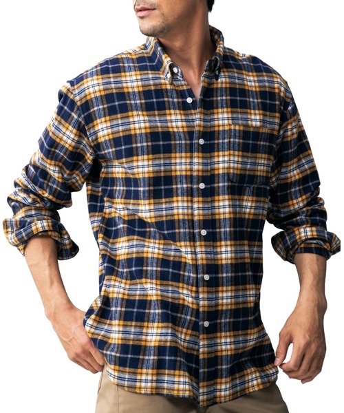 SPENDY'S Store（スペンディーズストア）の「綿１００％チェック柄ネルシャツ（シャツ/ブラウス・メンズ・ブラウン/レッド系その他/イエロー/グレー/レッド系その他2/ネイビー・L/LL/M）」の5枚目の写真