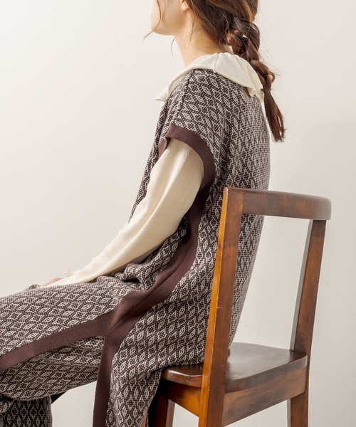 PUAL CE CIN（ピュアルセシン）の「ジャガードワンピース（ワンピース・レディース・スミクロ/ブラウン/ネイビー・FREE）」の12枚目の写真