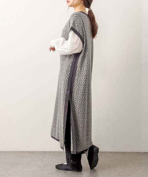 PUAL CE CIN（ピュアルセシン）の「ジャガードワンピース（ワンピース・レディース・スミクロ/ブラウン/ネイビー・FREE）」の10枚目の写真