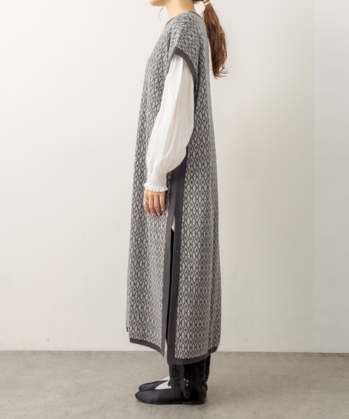 PUAL CE CIN（ピュアルセシン）の「ジャガードワンピース（ワンピース・レディース・スミクロ/ブラウン/ネイビー・FREE）」の14枚目の写真