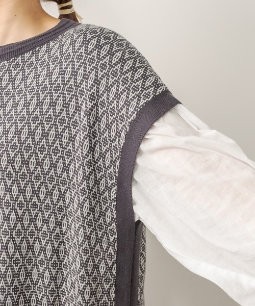 PUAL CE CIN（ピュアルセシン）の「ジャガードワンピース（ワンピース・レディース・スミクロ/ブラウン/ネイビー・FREE）」の7枚目の写真