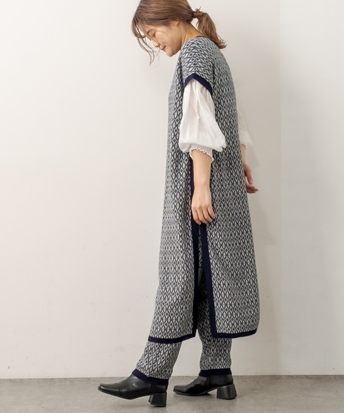 PUAL CE CIN（ピュアルセシン）の「ジャガードワンピース（ワンピース・レディース・スミクロ/ブラウン/ネイビー・FREE）」の13枚目の写真