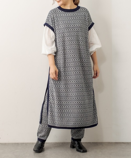 PUAL CE CIN（ピュアルセシン）の「ジャガードワンピース（ワンピース・レディース・スミクロ/ブラウン/ネイビー・FREE）」の22枚目の写真