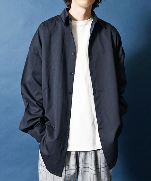 JOKER（ジョーカー）の「オーバーサイズ長袖シャツ メンズ ストライプルーズシルエットシャツ ビッグシルエットシャツ 春服（シャツ/ブラウス・メンズ・ホワイト/ブラック/ベージュ/ホワイト系その他/ピンク/ネイビー/ブルー系その他/ブラック系その他/グレー/スモークピンク/スカイブルー/ライム・M/XL/L）」の9枚目の写真