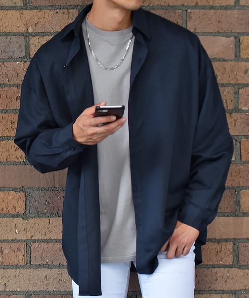 JOKER（ジョーカー）の「オーバーサイズ長袖シャツ メンズ ストライプルーズシルエットシャツ ビッグシルエットシャツ 春服（シャツ/ブラウス・メンズ・ホワイト/ブラック/ベージュ/ホワイト系その他/ピンク/ネイビー/ブルー系その他/ブラック系その他/グレー/スモークピンク/スカイブルー/ライム・M/XL/L）」の17枚目の写真