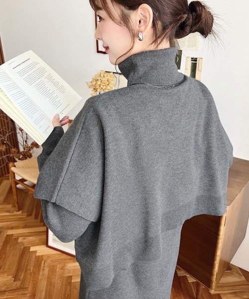 セットアップ ニット キャミワンピース× タートルネック長袖 moment+ ワンピース 「累計販売枚数2万枚突破！」「セットアップ