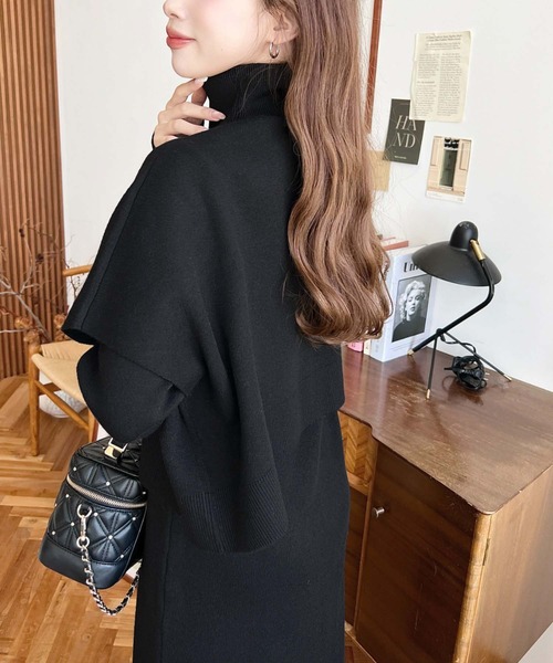 moment+（モーメントプラス）の「【累計販売枚数2万枚突破！】〈セットアップ〉タートルネックベスト＆クルーネック長袖ニットワンピース(自宅で洗えるウォッシャブル加工)（ワンピース・レディース・ブラック/パープル/ミント/杢グレー/ベージュ/チャコールグレー/ブラウン・FREE/M/L）」の11枚目の写真