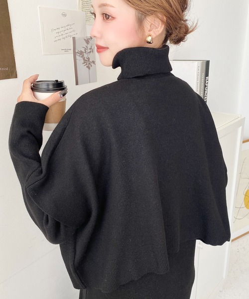 moment+（モーメントプラス）の「【累計販売枚数2万枚突破！】〈セットアップ〉タートルネックベスト＆クルーネック長袖ニットワンピース(自宅で洗えるウォッシャブル加工)（ワンピース・レディース・ブラック/パープル/ミント/杢グレー/ベージュ/チャコールグレー/ブラウン・FREE/M/L）」の14枚目の写真