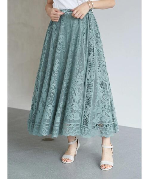 earth music&ecology（アースミュージックアンドエコロジー）の「サーキュラーレーススカート ＊（スカート・レディース・ブラック/アイボリー/ミント・FREE）」の6枚目の写真