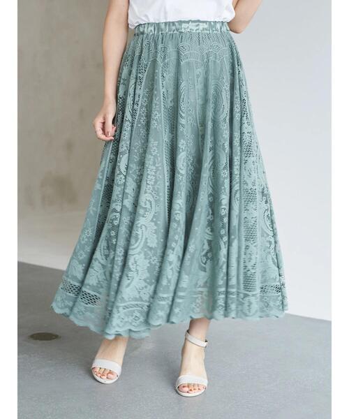 earth music&ecology（アースミュージックアンドエコロジー）の「サーキュラーレーススカート ＊（スカート・レディース・ブラック/アイボリー/ミント・FREE）」の19枚目の写真