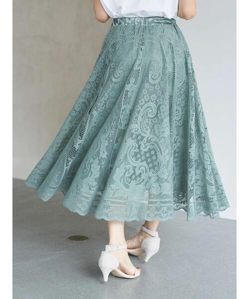 earth music&ecology（アースミュージックアンドエコロジー）の「サーキュラーレーススカート ＊（スカート・レディース・ブラック/アイボリー/ミント・FREE）」の20枚目の写真