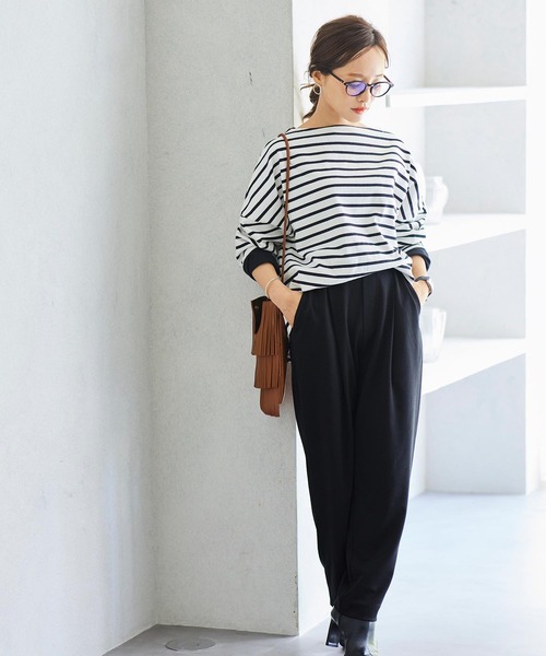 KOBE LETTUCE（コウベレタス）の「ジャージーテーパードパンツ（スラックス・レディース・ブラック/モカ/グリーン系その他・S/M）」の13枚目の写真