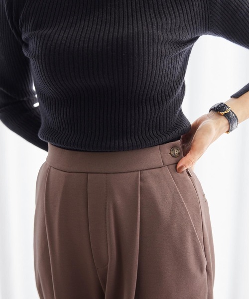 KOBE LETTUCE（コウベレタス）の「ジャージーテーパードパンツ（スラックス・レディース・ブラック/モカ/グリーン系その他・S/M）」の10枚目の写真