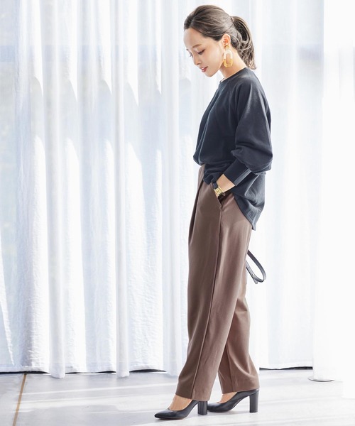 KOBE LETTUCE（コウベレタス）の「ジャージーテーパードパンツ（スラックス・レディース・ブラック/モカ/グリーン系その他・S/M）」の6枚目の写真