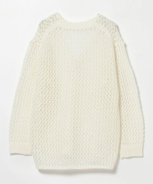 Ray BEAMS（レイビームス）の「Ray BEAMS / メッシュアミ Vネック ニット（ニット/セーター・レディース・ホワイト/オレンジ・ONE SIZE）」の7枚目の写真