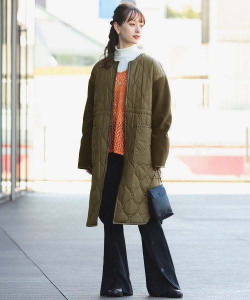 Ray BEAMS（レイビームス）の「Ray BEAMS / メッシュアミ Vネック ニット（ニット/セーター・レディース・ホワイト/オレンジ・ONE SIZE）」の22枚目の写真