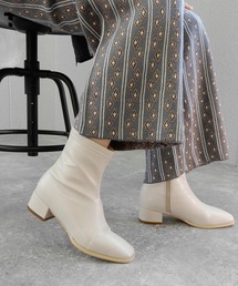 minia | 4cmローヒールのスクエアストレッチブーツ/ショートブーツ　◆(ブーツ)