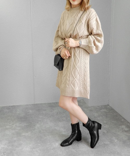 minia（ミニア）の「4cmローヒールのスクエアストレッチブーツ/ショートブーツ　◆（ブーツ・レディース・ブラック/ダークブラウン/アイボリー・LL/S/M/L）」の5枚目の写真