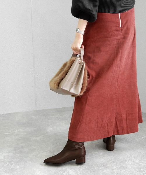 minia（ミニア）の「4cmローヒールのスクエアストレッチブーツ/ショートブーツ　◆（ブーツ・レディース・ブラック/ダークブラウン/アイボリー・LL/S/M/L）」の20枚目の写真