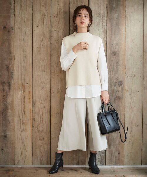 le.coeur blanc（ルクールブラン）の「ピンタックワイドクロップドパンツ（その他パンツ・レディース・ブラック/ブラウン/アイボリー・38/36）」の8枚目の写真