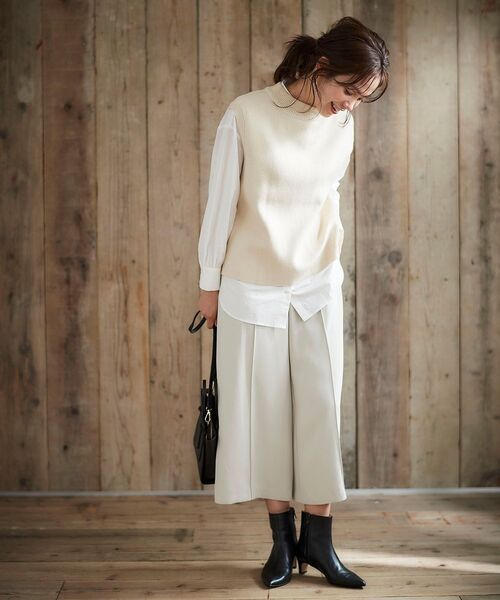 le.coeur blanc（ルクールブラン）の「ピンタックワイドクロップドパンツ（その他パンツ・レディース・ブラック/ブラウン/アイボリー・38/36）」の5枚目の写真